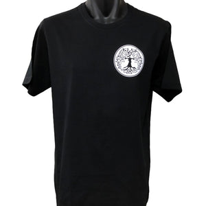 Celtic Tree Left Chest Logo T-Shirt (Black & White, Regular and Big Sizes)