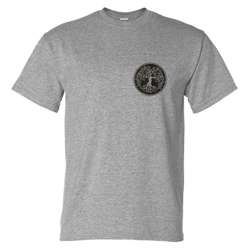 Celtic Tree Left Chest Logo T-Shirt (Marle Grey, Regular and Big Sizes)