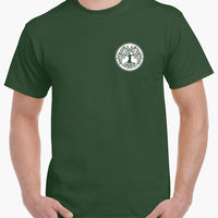 Discounted - Celtic Tree T-Shirt (Forest Green, White Print) - Size 8XL