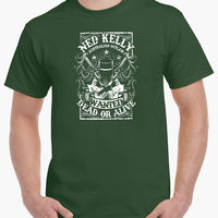Ned Kelly Wanted Dead or Alive T-Shirt (Forest Green, White Print)