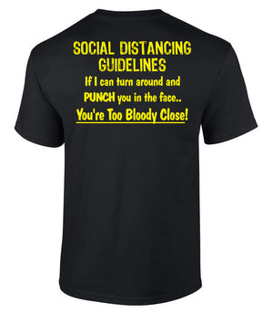 Social Distancing Guidelines T-Shirt (Black, Back Print)