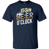 It's Beer O'Clock T-Shirt (Navy Blue, Regular & Big Mens Sizes)