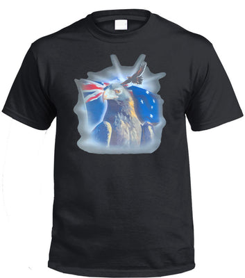 Australian Flag Wedge Tail Eagle T-Shirt (Black)