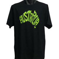 Australia In Map Shape T-Shirt (Black, Regular and Big Sizes)