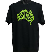 Australia In Map Shape T-Shirt (Black, Regular and Big Sizes)