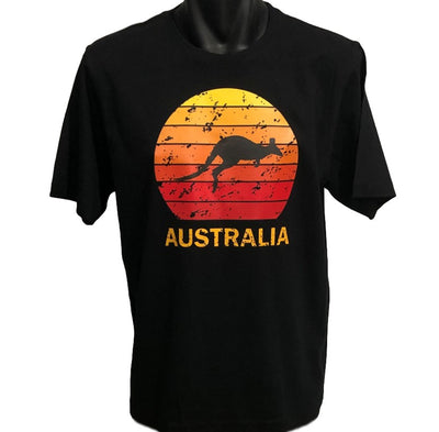 Kangaroo Sunset Australia T-Shirt (Black, Regular and Big Sizes)