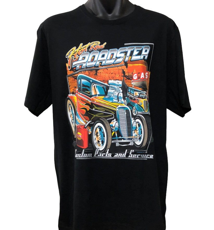 Hot Rod Roadster T-Shirt (Black, Regular and Big Sizes)