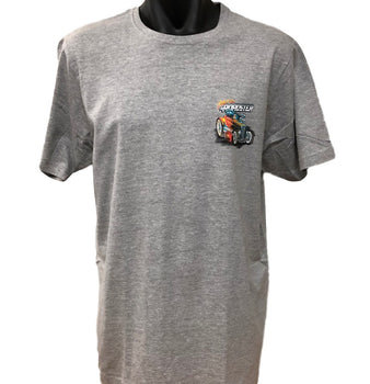 Hot Rod Roadster Small Logo T-Shirt (Marle Grey, Regular and Big Sizes)