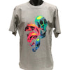 Distorted Neon Skulls T-Shirt (Marle Grey, Regular and Big Sizes)