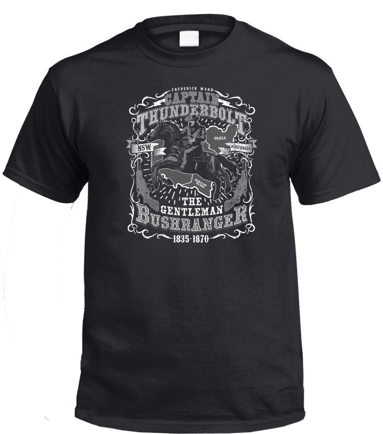 Captain Thunderbolt Gentleman Bushranger T-Shirt (Black)