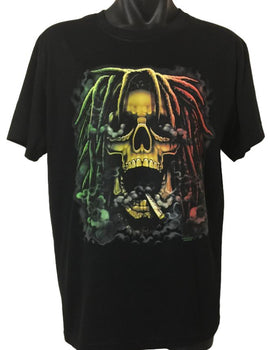 Rastafarian Skull T-Shirt (Black, Regular and Big Sizes)