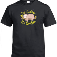 No Coffee No Workee Sloth T-Shirt (Black)