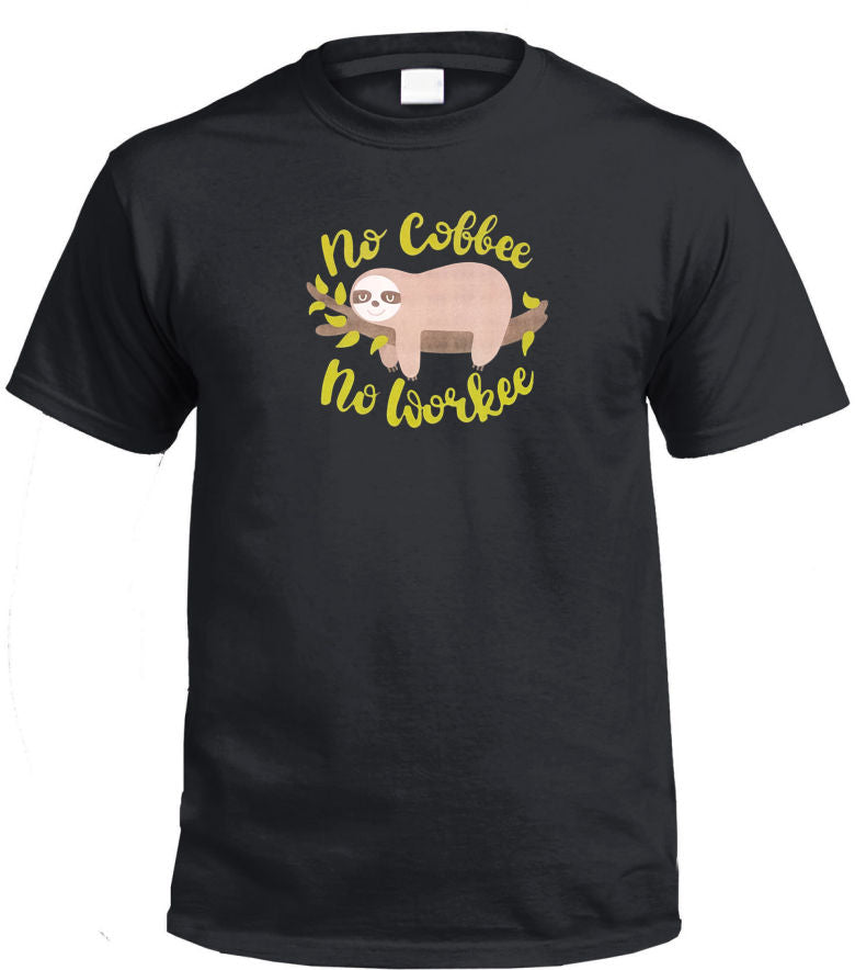 No Coffee No Workee Sloth T-Shirt (Black)