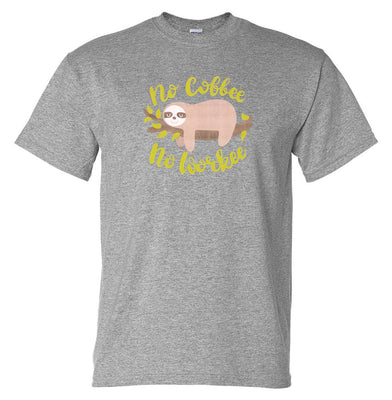 No Coffee No Workee Sloth T-Shirt (Grey)
