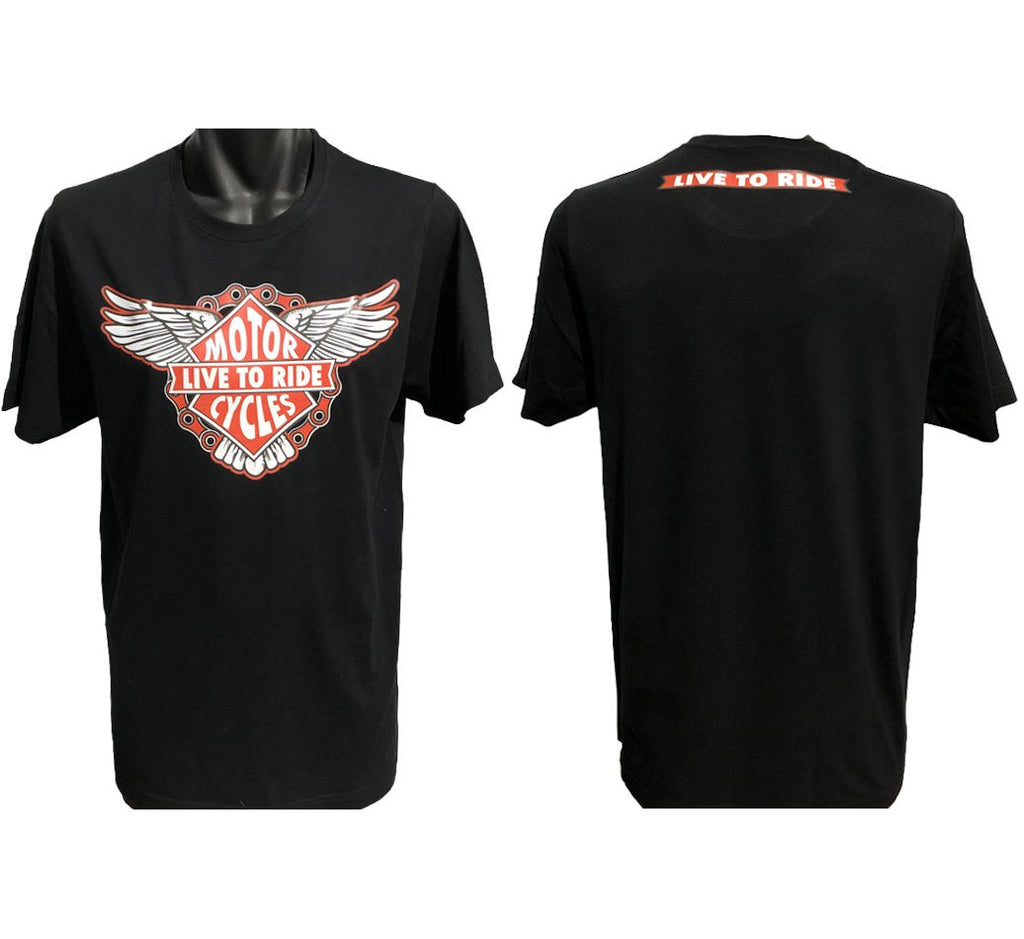 Live To Ride T-Shirt (Double-Sided, Black, Regular and Big Sizes)