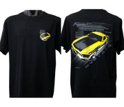 Ford Mustang Vintage Yellow Boss T-Shirt (Black, Double-Sided)