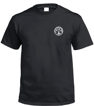 Hippie Peace Symbol Left Chest Logo T-Shirt (Black & White)