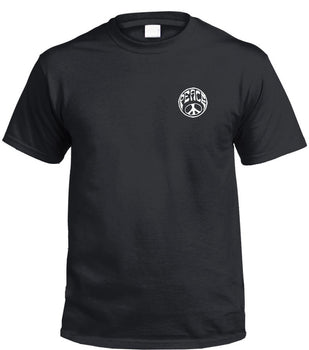 Hippie Peace Symbol Left Chest Logo T-Shirt (Black & White, Regular and Big Sizes)