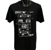 1966 Ford Mustang GT Blueprint T-Shirt (Black, Regular and Big Sizes)