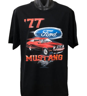 Ford Mustang 77 T-Shirt (Black, Regular and Big Sizes)