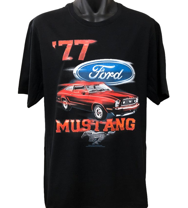 Ford Mustang 77 T Shirt Black Regular and Big Sizes
