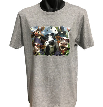 Cow Selfie T-Shirt (Marle Grey, Regular and Big Sizes)
