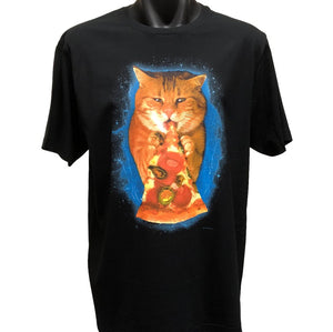 Pizza Cat T-Shirt (Black, Regular and Big Sizes)