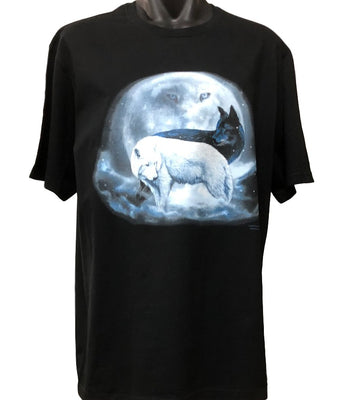 Yin Yang Wolves T-Shirt (Black, Regular and Big Sizes)