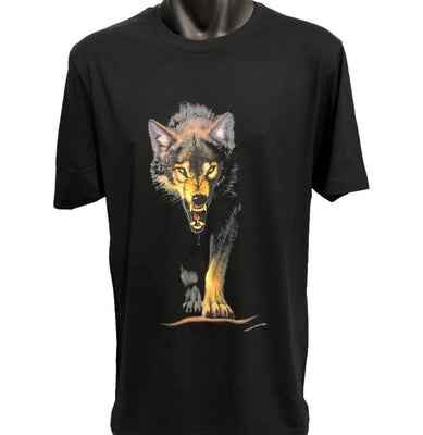 Stalking Wolf T-Shirt (Black, Regular and Big Sizes)