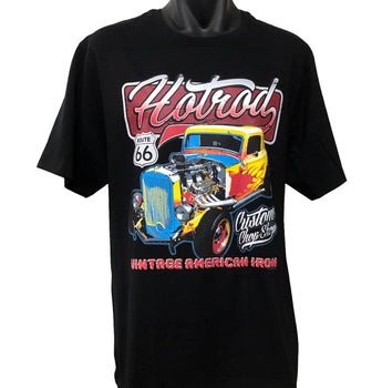 Vintage American Iron Hot Rod T-Shirt (Black, Regular and Big Sizes)