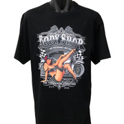 Motorcycle Body Shop Pinup Girl T-Shirt (Black, Regular and Big Sizes)