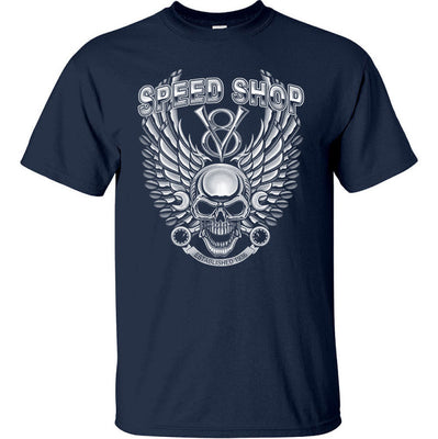 Speed Shop V8 Logo T-Shirt (Navy, Regular and Big Sizes)