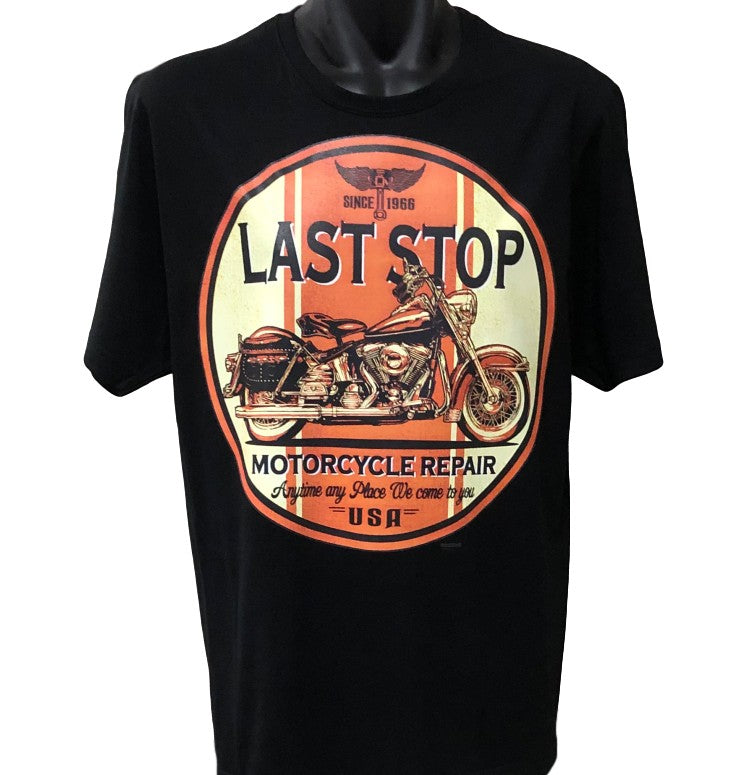Munk Forinden forbruger Discounted - Last Stop Motorcycle Repair T-Shirt (Black) - 2XL | BigTees  Australia Big Mens Clothing