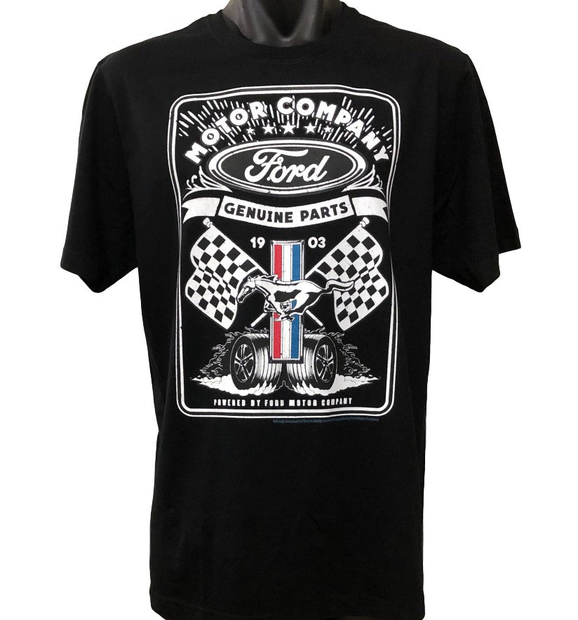 Ford Motor Racing Flags T-Shirt (Black, Regular and Big Sizes)