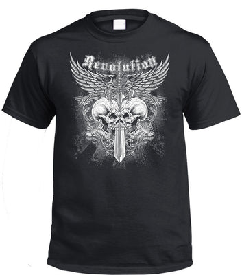 Revolution Skulls T-Shirt (Black, Regular and Big Sizes)