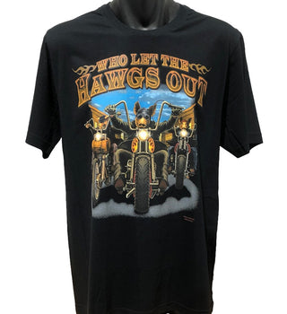 Who Let The Hawgs Out Biker T-Shirt (Black, Regular and Big Sizes)
