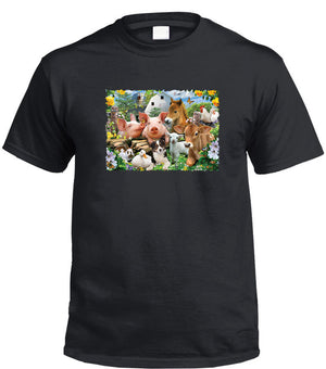 Farm Animal Friends T-Shirt (Black, Regular and Big Sizes)