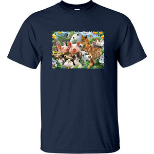 Farm Animal Friends T-Shirt (Navy Blue, Regular and Big Sizes)