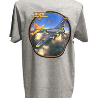 B-17G Flying Fortress Airplane T-Shirt (Grey, Back Print)