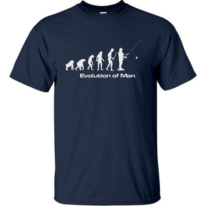 Evolution of Man Fishing T-Shirt (Navy, Regular and Big Sizes)