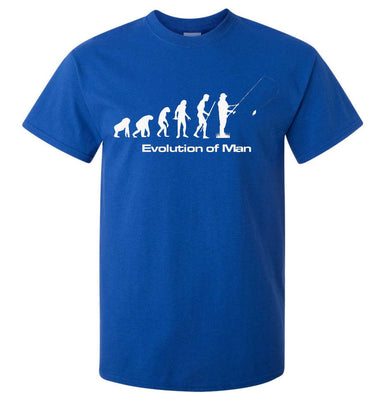 Evolution of Man Fishing T-Shirt (Royal Blue, Regular and Big Sizes)