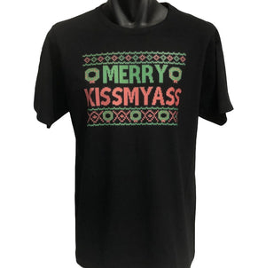 Merry Kissmyass Christmas T-Shirt (Black)