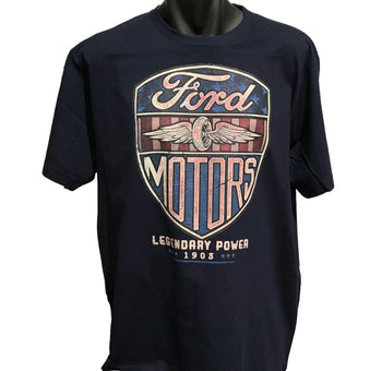 Vintage Ford Motors Shield T-Shirt (Navy, Regular and Big Sizes)