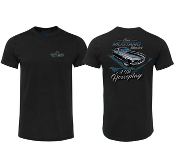 Discounted - Ford 1969 Mustang Mach 1 T-Shirt (Double-Sided, Black) - Size Large