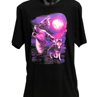 Fantasy Wolf Moon T-Shirt (Black, Regular and Big Sizes)