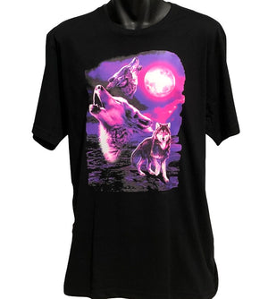 Fantasy Wolf Moon T-Shirt (Black, Regular and Big Sizes)