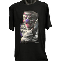 Mischief the Clown T-Shirt - Tom Wood Art (Black, Regular and Big Sizes)