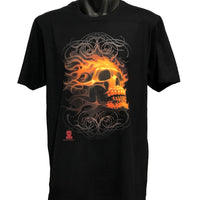 Fire Skull T-Shirt (Black, Regular and Big Sizes)