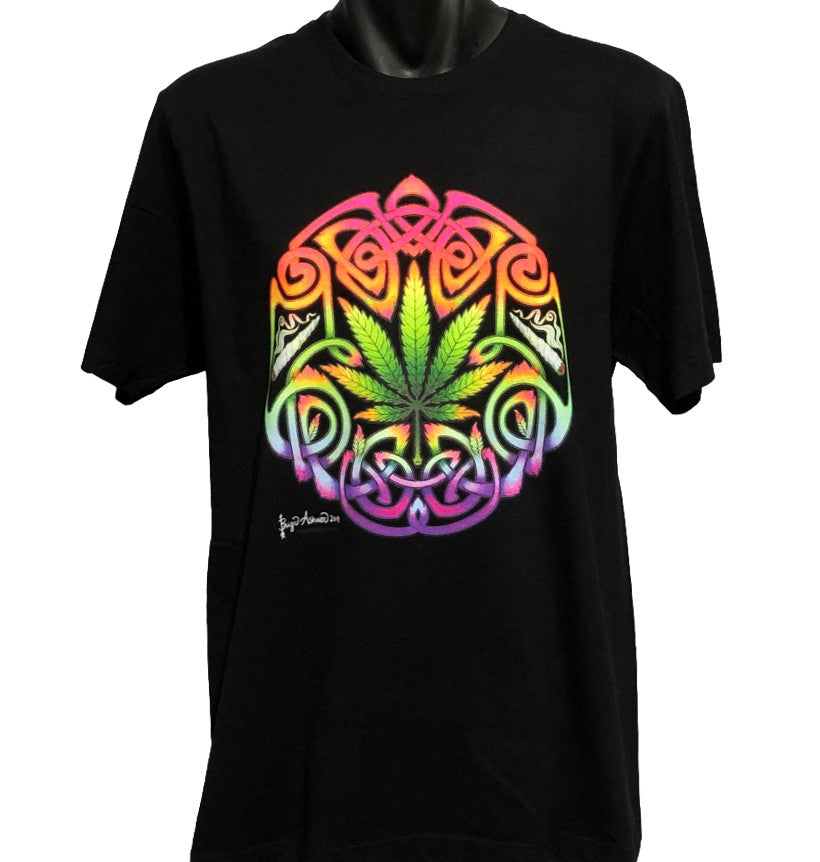 Celtic Smokes Psychedelic Pot T-Shirt (Black, Regular & Big Sizes)