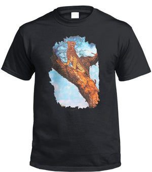 Tree Leopard T-Shirt (Black, Regular and Big Sizes)